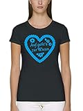 clothinx Damen T-Shirt Fit Bio und Fair Oktoberfest Auf gehts zur Wiesn Schwarz/Blau Größe L
