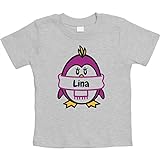 Geschenk mit Pinguin für die kleine Lina Unisex Baby T-Shirt Gr. 66-93 6-12 Monate / 76 G