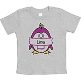 Geschenk mit Pinguin für die kleine Lina Unisex Baby T-Shirt Gr. 66-93 6-12 Monate / 76 G