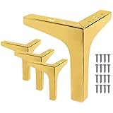 4 Stück 17 cm Ersatz Schrankfüße, DIY Tischbeine Schrankfüsse für modernes und Elegantes Design, Metall Möbelfüße für Schrank Sofa Couch Schreibtisch (Gold)