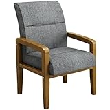 DUNAKE Ohrensessel Wohnzimmer, Freizeitstuhl Für Büro, Retro-Leinenakzentstuhl Mit Massivholzbeinen Stoffwaschbare Beistellstühle Für Schlafzimmer Wohnzimmer Einfache Montage (Color : Style2)