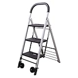 Einfache Idee Haushaltsleitern Multifunktions Verdicken Aluminium Teleskop Klappkufe Trittleiter Gepäckwagen Ziehen Sie Den Lkw Drei-Stufen-Leiter Hand Truck Trolley Last 150 Kg, T-C