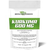 Kurkuma | Curcuma Kapseln - Doppelt so Stark wie Andere | Ohne Zusätze - Hochdosiert mit Curcumin & Biologischem Schwarzem Pfeffer, für Veganer & Vegetarier geeig