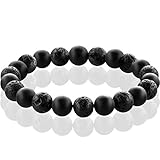 FABACH Spirituals™ Chakra Perlenarmband mit 8mm Lavastein-Perlen und Onyx-Natursteinen (schwarz) - Yoga Armband aus 21 Heilsteinen - Energiearmband für Damen und H