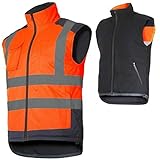 K&G Profi Arbeitsweste Lahti PRO L41314 ORANGE Herren Warm Weste Doppelseitige Warnweste Winterweste Herrenweste Bodywarmer Warmweste (L)