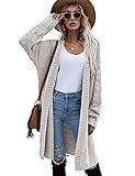 HESUUIO Lange Strickjacke Damen Grobstrick Cardigan Damen Elegant Strickmantel Open Front Sweater Cardigan mit Knopfleiste und T