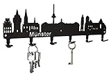 steelprint.de Schlüsselbrett/Hakenleiste * Skyline Münster * - Schlüsselboard Nordrhein-Westfalen, Schlüsselleiste, Metall - 6 Hak