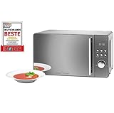 ProfiCook PC-MWG 1175 2 in 1 Mikrowelle mit Grill/verspiegelte Glasfront/ 20 L/ 1000 Watt Grill/800 Watt Mikrowelle/ 9 Automatikprogramme/Multifunktionsdisplay mit Digitaluhr/Edelstahl-Optik