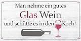 levandeo Wandbild 40x20cm Wein Spruch Koch Küche Deko Wandschild Wanddeko Bild Küchendeko Geschenk