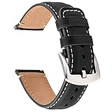 Fullmosa Leder Uhrenarmband 22mm 20mm 18mm, Ersatzarmband mit Edelstahl Metallschließe, Leder Ersatzband für Huawei Watch 2 Classic/Samsung Gear S3 Classic/Pebble Classic, 22mm Leder Armb