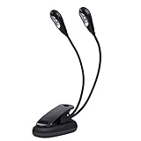 Dilwe LED-Licht für Notenständer, Einstellbar Doppelkopf Clip auf Lampe mit USB-Kabel Lampe für E-Reader Buch & Bett Kopfteil(6 Perlen)