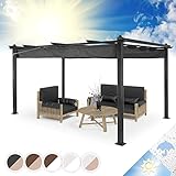 Blumfeldt Pantheon Pergola Awnings, Pavillon Wasserdicht, Stabil & Winterfest, Gartenpavillon mit, Pavillon aus Metall, Terrassenüberdachung mit UV-Schutz, Polyester, 2,95 x 3,95 Meter, Dunkelg