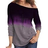 Bedrucktes Damen-T-Shirt mit rundem Ausschnitt und tiefer Schulter, langärmliges T-Shirt-Oberteil 745 Shirtbluse Sweatershirt Leopardenmuster we do it Button-dow