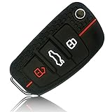 FoilsAndMore Hülle kompatibel mit Audi 3-Tasten Autoschlüssel Klappschlüssel - Silikon Schutzhülle Cover Schlüsselhülle in Schwarz R