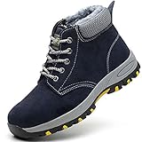 ASORT Herren Arbeitssicherheitsschuhe Stahlkappen-Sneaker rutschfest Damen Leichte Stahl-Zwischensohlen-Arbeitssneaker,Blue-38EU