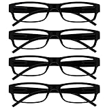 Die Lesebrille Unternehmen Schwarz Leicht Komfortables Leser Wert 4er-Pack Designer Stil Herren Frauen UVR4PK032 +2,00
