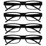 Die Lesebrille Unternehmen Schwarz Leicht Komfortables Leser Wert 4er-Pack Designer Stil Herren Frauen UVR4PK032 +3,00