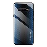 Shazikaihui Samsung Galaxy S10 Hülle, Gehärtetes Glas Zurück mit Weichem TPU Silikon Rahmen Handyhülle Gradient Case Schutzhülle Kompatibel für Samsung Galaxy S10 (Blau)