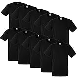 Fruit of the Loom 10 T Shirts Heavy Cotton M L XL XXL Diverse Farben auswählbar (XXL, Schwarz)