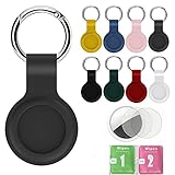Airtag Case (2021) – 8er-Pack Silica Gel Schutzhülle mit Lanyard Schlüsselanhänger und 2 Stück Airtag Schutzfolie Anti-Scratch S