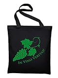 Styletex23 In Vino Veritas Winzer Wein Jutebeutel Baumwolltasche, schw