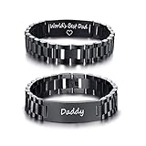 VNOX Papa Geschenke Bester Vater Edelstahl Schwarz Verstellbares Uhrenarmband Link Armband Inspirierend Mut Zitat zu Meinem Vater Armbänder zu Vater, Geburtstag Vatertagsgeschenk, Idee zu V