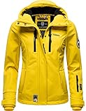 MARIKOO Damen Softshell-Jacke wasserdichte Outdoorjacke mit Kapuze Kleinezicke Yellow Gr. XL