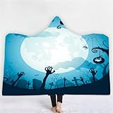 LIYIMING Halloween Kapuzendecke,Kuscheldecken,Bettdecke,Tragbare Decken,Weich Cape Wrap für Kinder und Erwachsene Geschenk (04,130 x 150 cm)