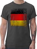 Fussball WM 2022 Fanartikel - Germany Vintage Flagge - M - Dunkelgrau - Deutschland Shirt Mann - L190 - Tshirt Herren und Männer T-S