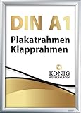 Plakatrahmen DIN A1 | 25mm Alu Profil, eckig | Silber | inkl. entspiegelter Schutzscheibe und Befestigungsmaterial | Bilderrahmen Klapprahmen Wechselrahmen Posterrahmen Rahmen | Dreifke®