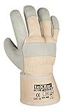 (12 Paar) teXXor Handschuhe Rindvollleder-Handschuhe MONTBLANC III 12 x Leder Natur/Drell weiß 10