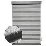 CDDUOLA Zebra-Rollo, Dual-Layer Weiches Garn Rollo mit Volantabdeckung, UV-Schutz Fenstervorhänge zum Schlafzimmer Wohnzimmer, Anpassbar (Farbe : Grau, Größe : 60X100CM)