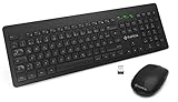 Tastatur Maus Set Kabellos SBARDA 2.4 GHz Wireless，Deutsches QWERTZ Tastatur-Layout, Volle Größe Tastatur, USB-Empfänger, Taste DPI-Geschwindigkeit(Schwarz)