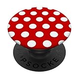 Rot-weißer Polka-Punkt Geschenkkreis Mode Roter Polka-Punkt PopSockets PopGrip: Ausziehbarer Sockel und Griff für Handys/Tablets mit Tauschbarem Top