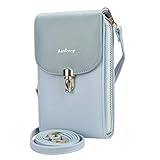 Blau Umhängetasche Klein für Damen Universal Handytasche mit 9 Kartenhalter Reißverschluss Geldbörsen Kunstleder Geldklammer Brieftasche Schultertaschen Kompatibel mit Samsung A10 A20E A40 A50 2019
