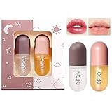 2 Pcs Natural Lip Plumper NatüRliches Make-Up Lipgloss Lip Care Lip Plump Serum Kit Derol Lip Plumper Tag und Nacht Lip Gloss Lip Enhancer FüR Vollere Hydratisierte Beauty Lip