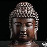 MLKJSYBA Kreative Neue Buddha-Statue Holz Holz Shakyamuni Tathagata Figurine Indien Buddha-Kopf-Statue Handwerk Dekorative Verzierung Statuen (Color : Brown)