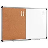 Amazon Basics Doppel-Pinnwand, magnetisch, Whiteboard / Kork-Pinnwand, trocken abwischbar, 90 cm x 60