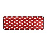 FELIZM Läufer Teppich Polka Dot Rot Druck Bereich Teppich Läufer rutschfeste Lange Fläche Matte für Flur Eingangsbereich Wohnzimmer Küche 61 x 183