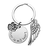 Amosfun Pet Memorial Keychain Metall Haustier Fußabdruck Engel Flügel Brief Gedruckt Tag Charme Schlüsselanhänger Pet Bestanden Weg Souvenir Goodie Tasche Füllstoff für Erw