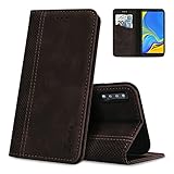 AKABEILA Hülle für Samsung Galaxy A8 2016 Handyhülle Leder Flip Case Ständer PU Brieftasche Schutzhülle Klapphülle Tasche Case mit [Kartenfach] [Standfunktion] [Magnetisch], Dunkelb