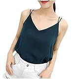SOIUTAO Damen Tanktop Sommer Tunika Ärmellose Shirts Einfarbig Chiffon Oberteile Sanft Tunika Gemütlich V-Ausschnitt Hemd Damenw