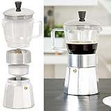 Cucina di Modena Espressomaschine: Design-Espressokocher, Kanne aus Borosilikat-Glas, 300 ml, 6 Tassen (Espressobereiter)