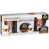 Tassimo Kaffeepads Kaffeepads Geschenkset L'or Latte Kaffeepads mit Latte Gläsern, 2er Set enthält 8 Tassimo-Latte Macchiato Pods mit Kaffeeglas Latte Tassen für Kaffeeliebhaber Weihnachten Kaffeep