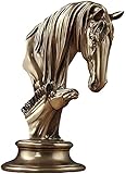 WQQLQX Statue Pferdekopf Skulptur Tiere Harz Handwerk Möbel Schlafzimmer Büro Cafe Dekoration Weinkabinett TV Skulp