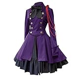 Eaylis Mode Frauen Vintage Gothic Gericht Square Kragen Patchwork Prinzessin Kleid,Frau Punk Karneval Kostüm Gothic Kleider Steampunk Vintage Kleid Festliche Kleider Pailletten Glitzer Partyk