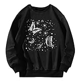 Lomelomme Damen Rundhals Tshirt Langarmshirt Pullover Jugendstil Druck Langarm Pullover Lässiges Tops Blusen Einfarbig Tops Casual Longshirt Bequemer Ob