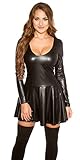 KouCla Damen Minikleid in Lederoptik, Farbe:Schwarz, Größe:Einheitsgröß