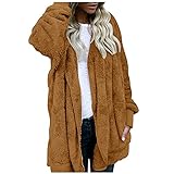 Damen Hoodie Herbst mit Reißverschluss Zip Weihnachtspullover Hoodies Lose Kapuzenjacke Lang Sweatshirt Langen M