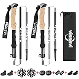 VISSSVI Wanderstöcke Trekkingstöcke 7075 Aluminium Wanderstock verstellbar 110-125cm und Klemmverschluss mit Gummipuffers für Trekking Verpackung (Schwarz)